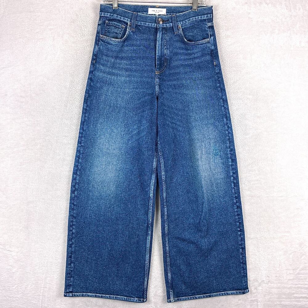 Rag & Bone Pants Women 26 Miramar Sofie Printed Denim Pull On Wide Leg Sweatpant